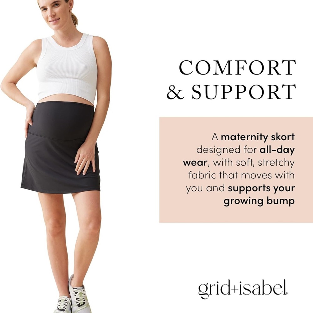 Ingrid & Isabel Maternity Active Skort High-Waisted Skirt w/ Built-In Shorts - Picture 5 of 7